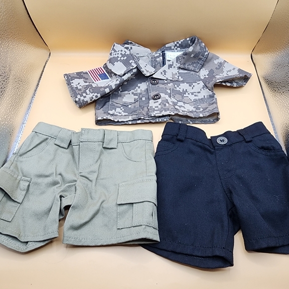 Build A Bear Clothes Lot U.S. Military Camo Shirt 2 Shorts BABW - Picture 1 of 4